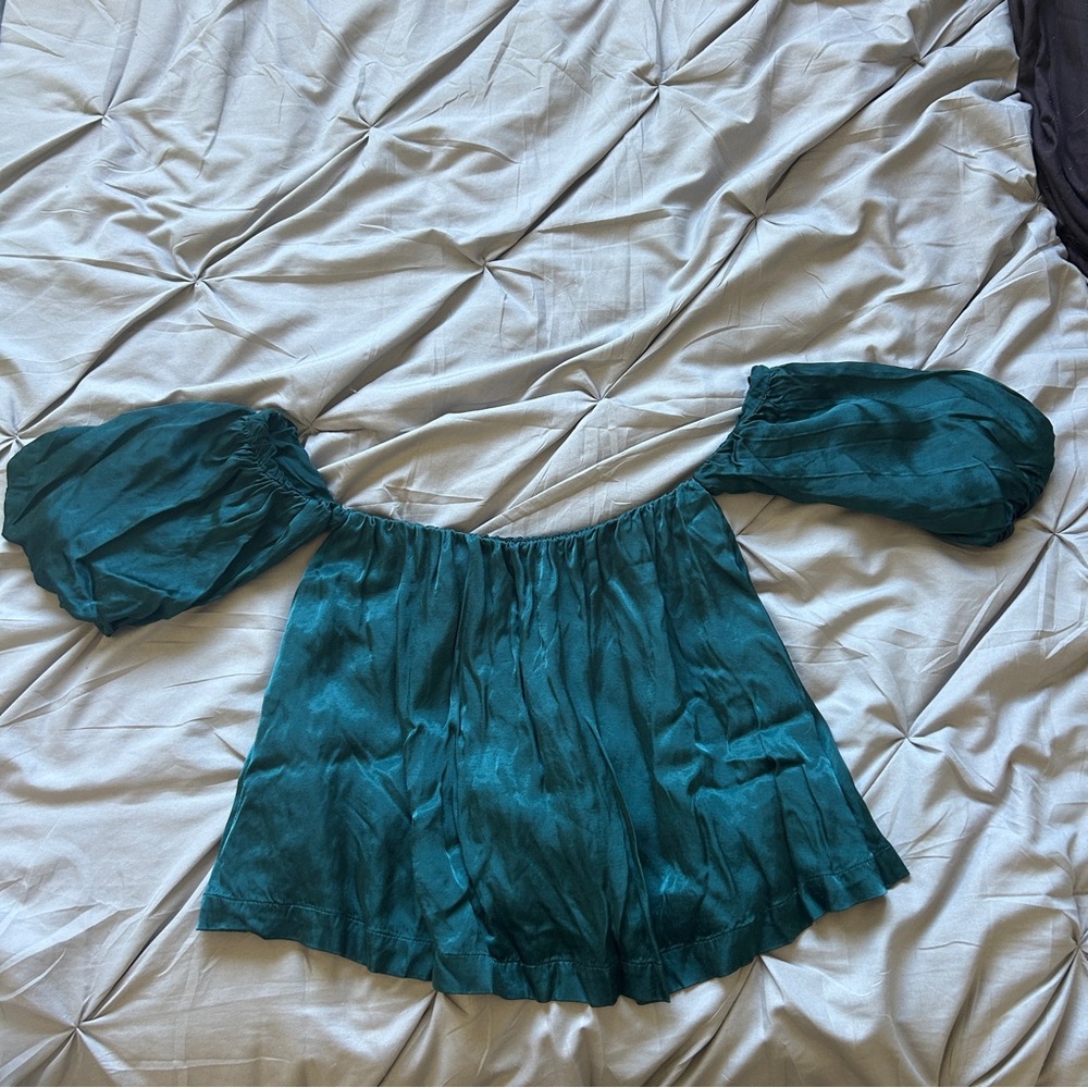 Urban Outfitters Teal Off-Shoulder Blouse